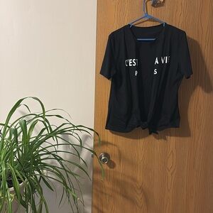 NWOT xl tie front deep neck T-shirt